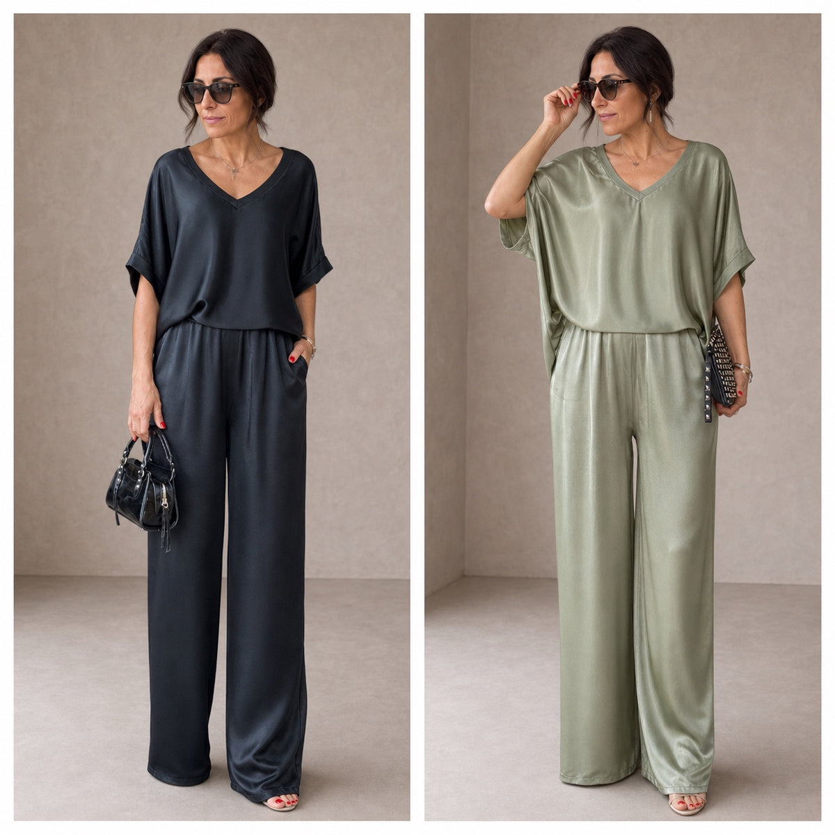Pauline | Glossy Satin Co-ord Set