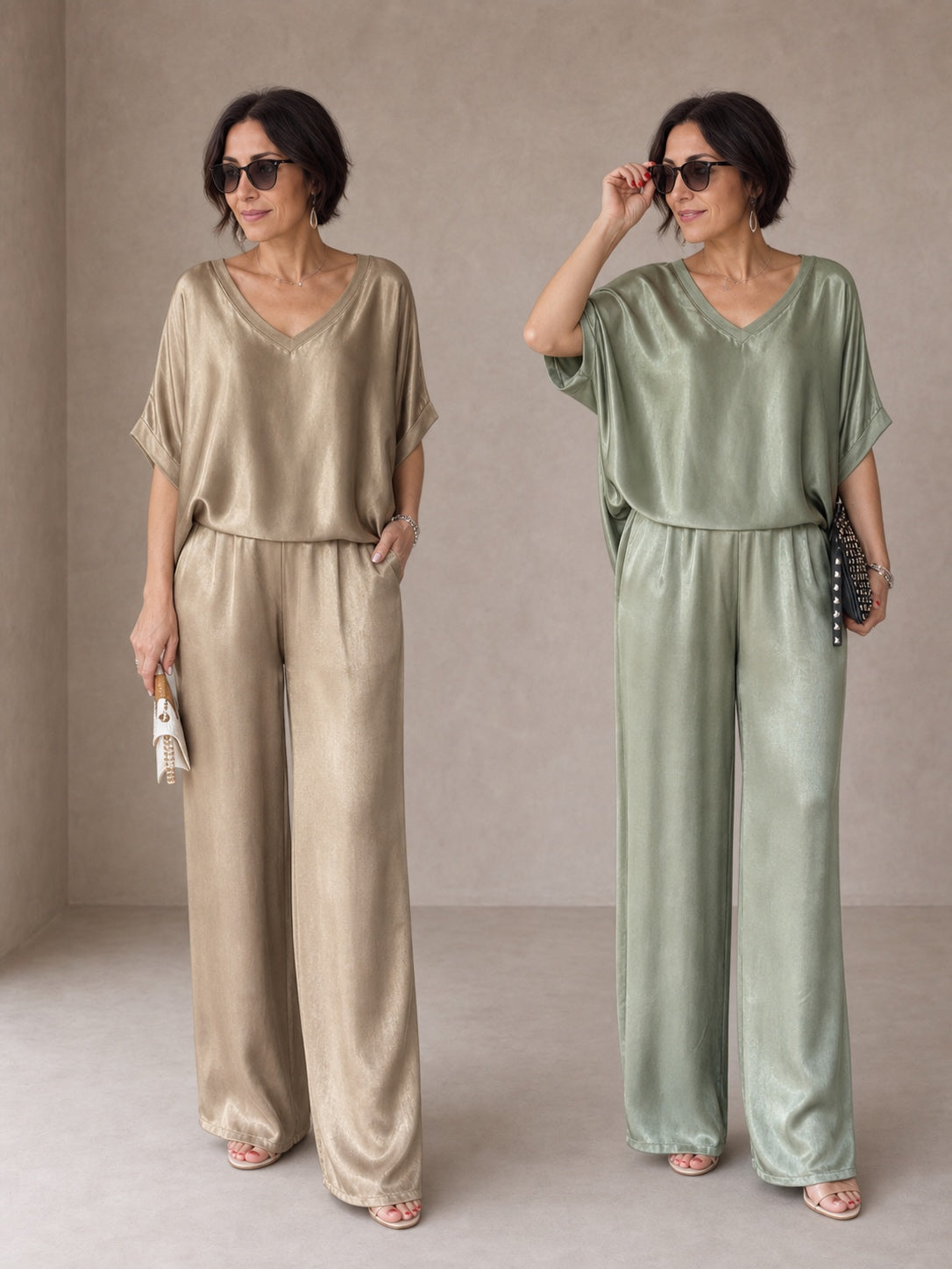 Pauline | Glossy Satin Co-ord Set