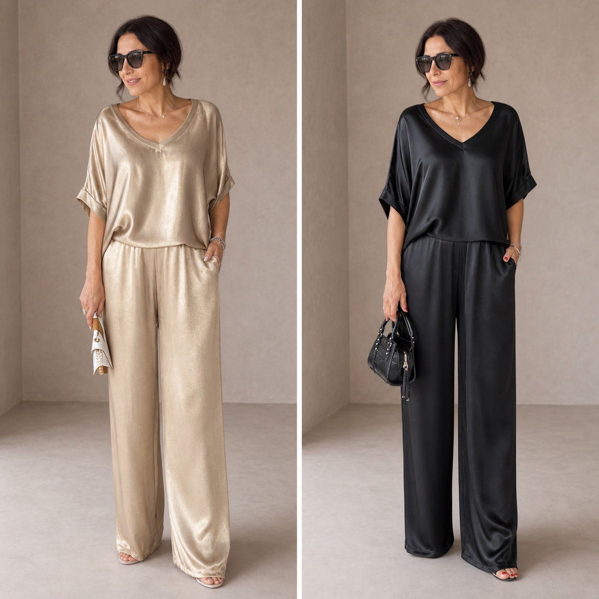 Pauline | Glossy Satin Co-ord Set