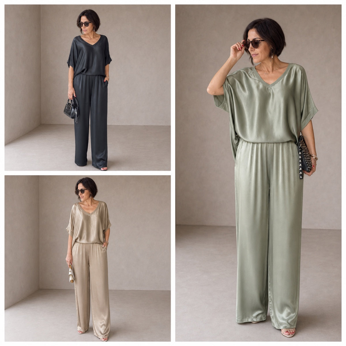 Pauline | Glossy Satin Co-ord Set