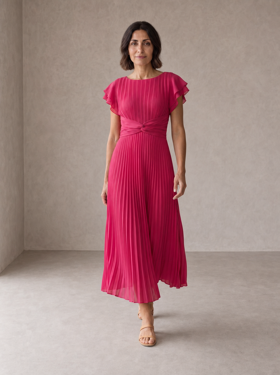 Seraphina | Elegant Pleated Maxi Dress with Knotted Waist