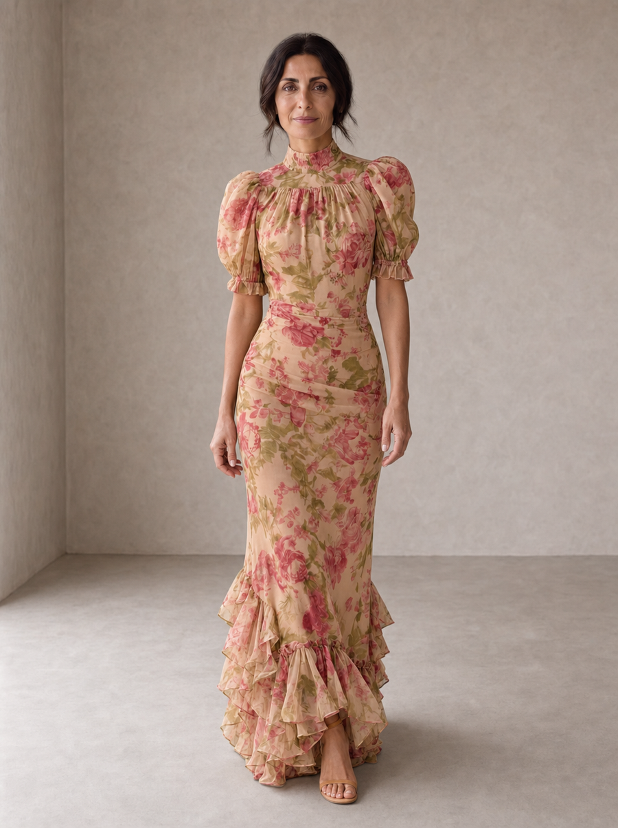 Rosario | Long Floral Chiffon Dress