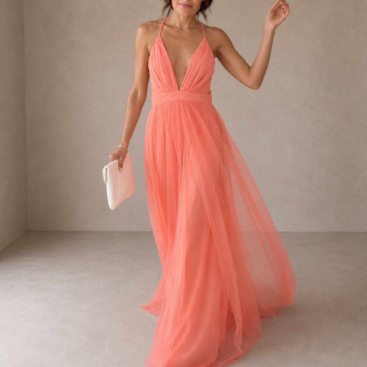Ginevra | Coral Glow Maxi Dress