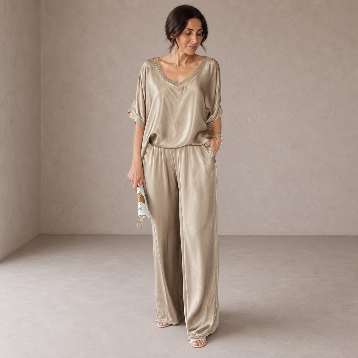 Pauline | Glossy Satin Co-ord Set