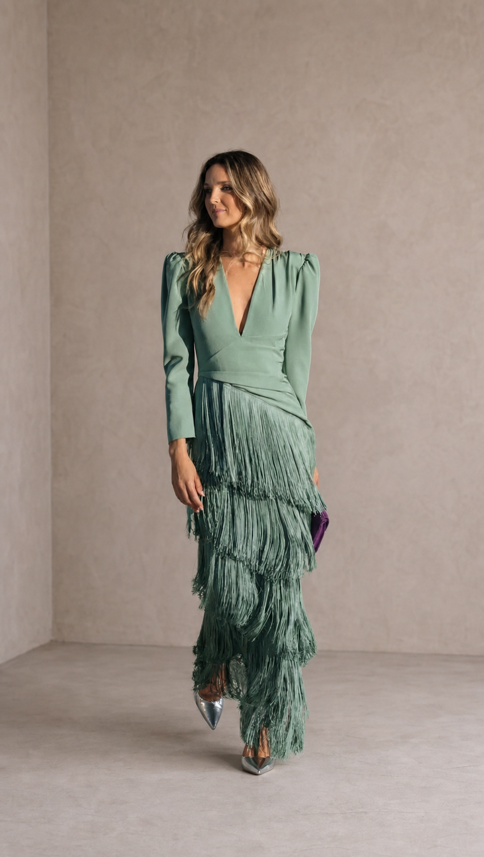 Chiara | Elegant Dress with Fringed Sleeves