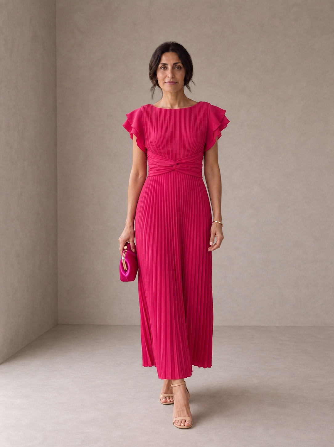 Seraphina | Elegant Pleated Maxi Dress with Knotted Waist