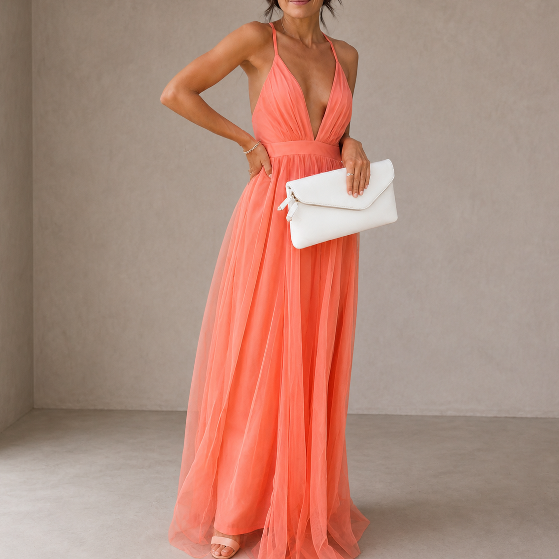 Ginevra | Coral Glow Maxi Dress