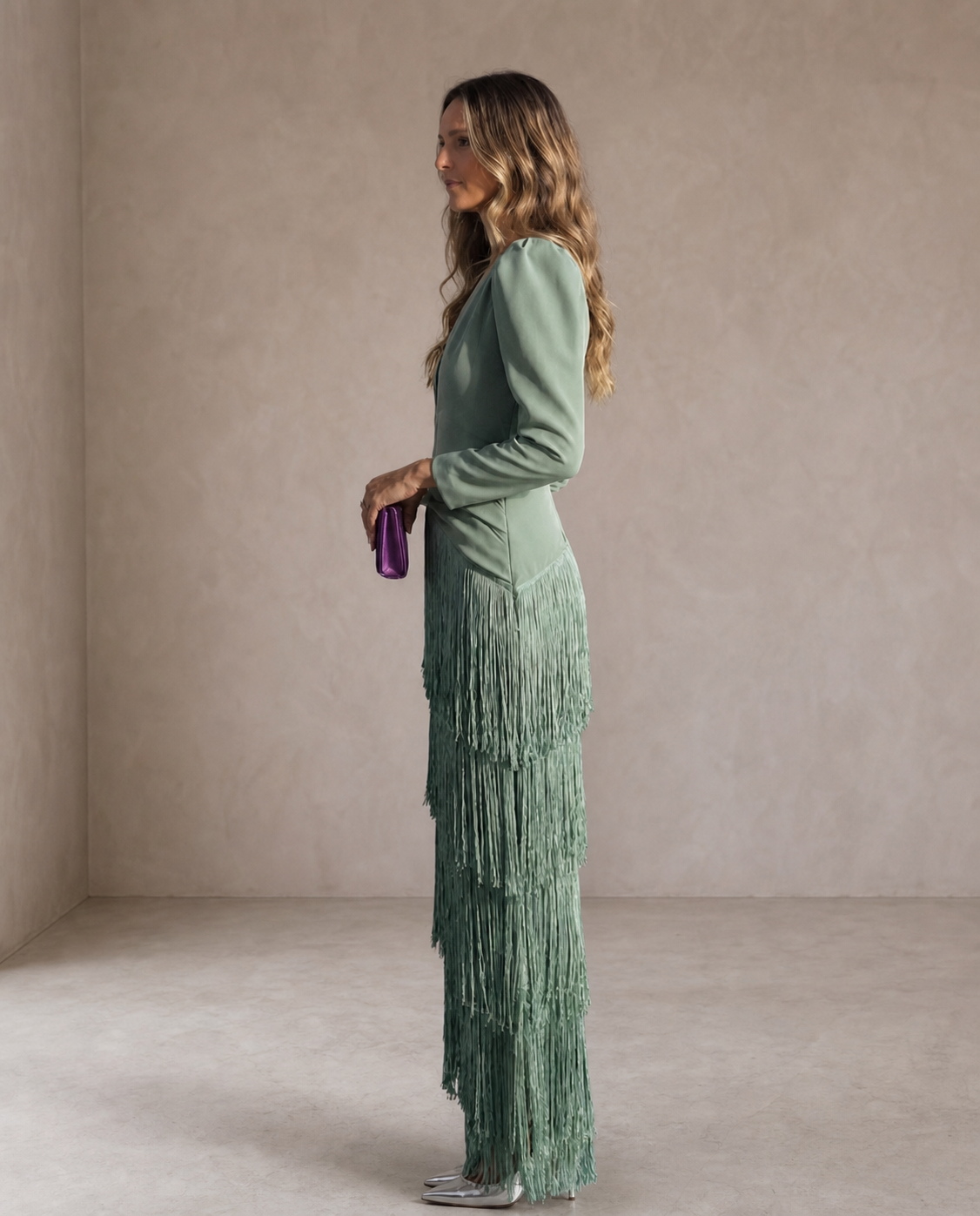 Chiara | Elegant Dress with Fringed Sleeves