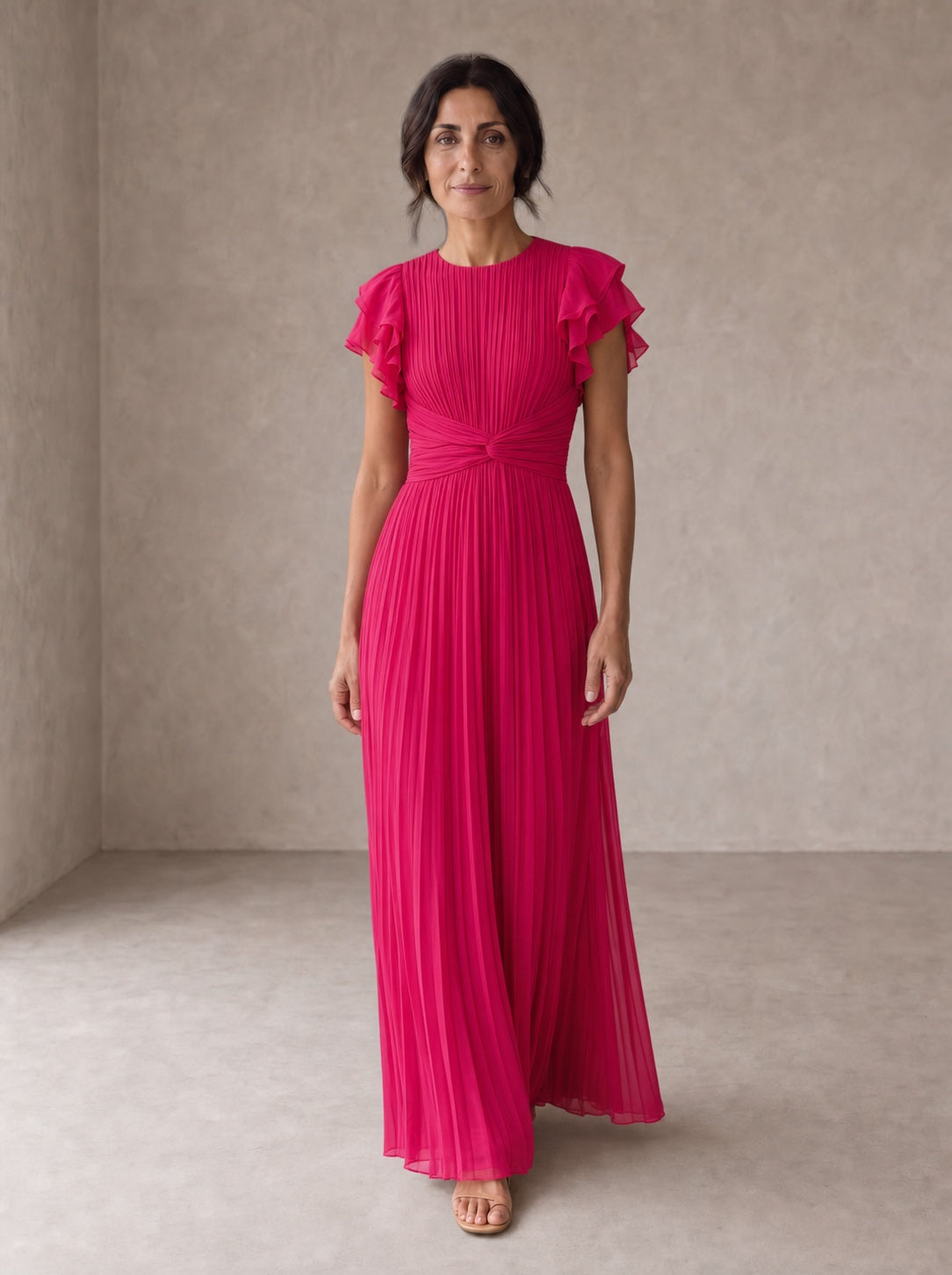 Seraphina | Elegant Pleated Maxi Dress with Knotted Waist