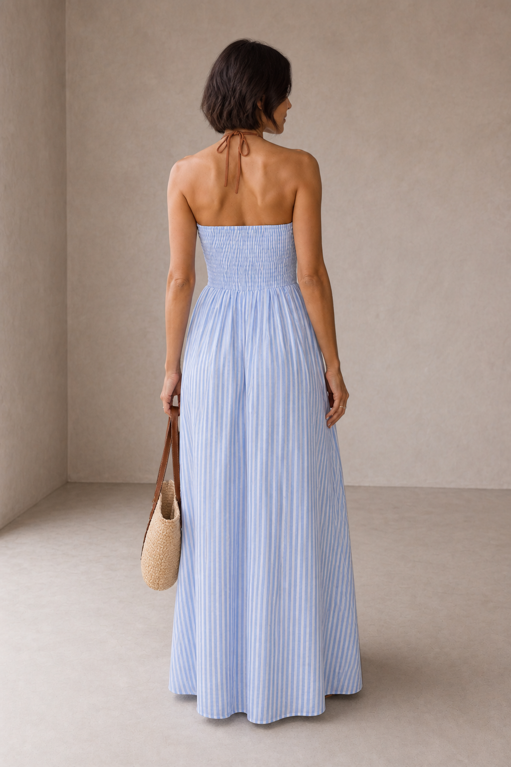 Laurina | Striped Maxi Dress with Cut-Out Neckline