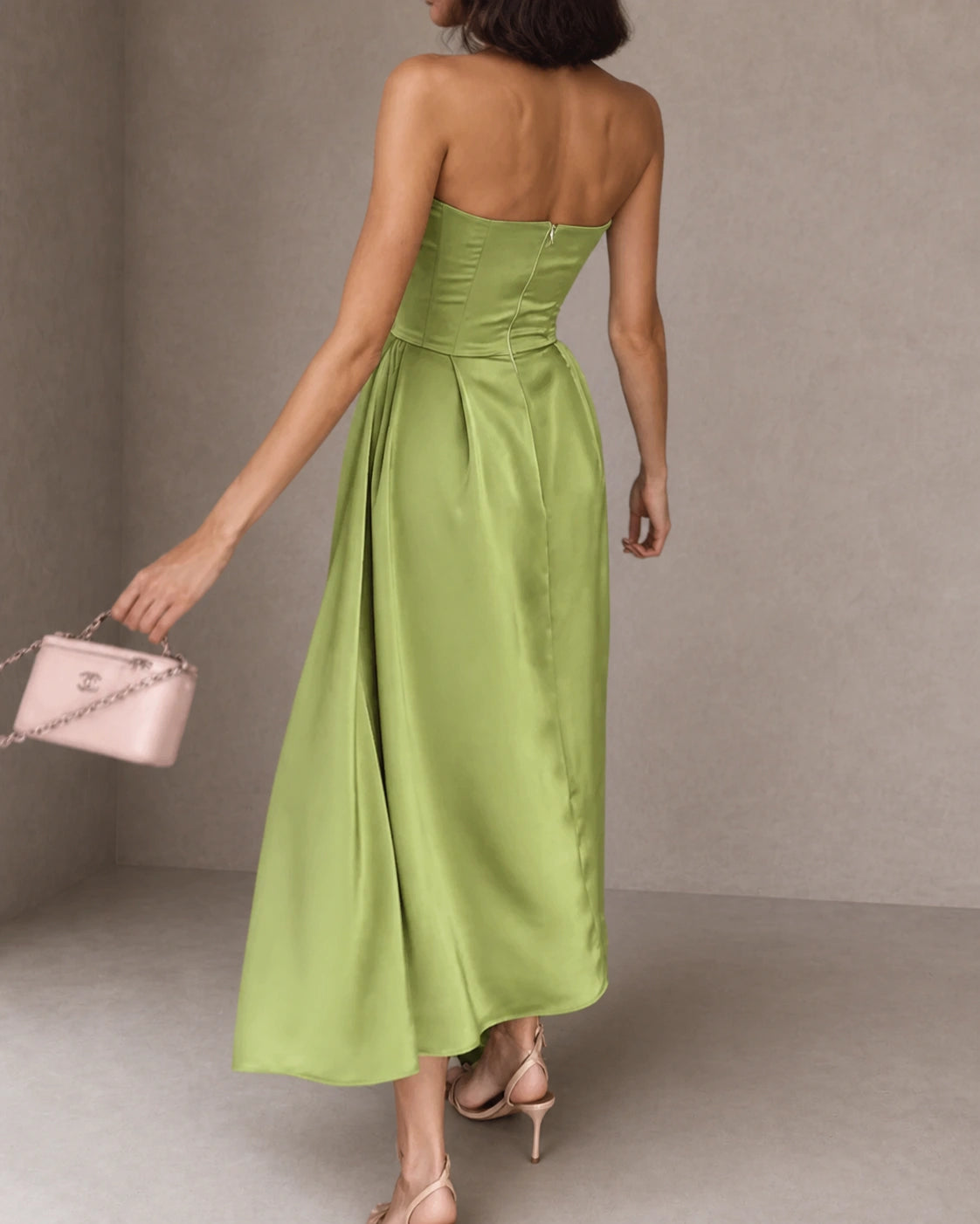 Liora | Elegant Strapless Midi Dress