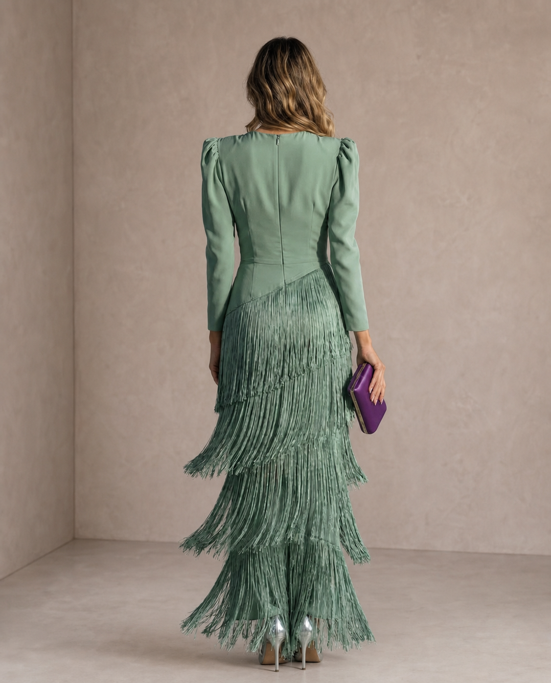 Chiara | Elegant Dress with Fringed Sleeves