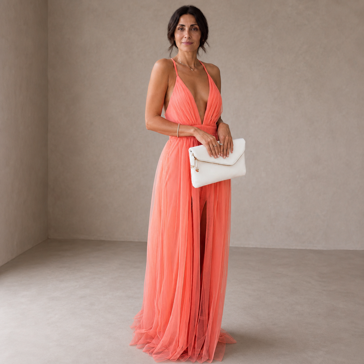 Ginevra | Coral Glow Maxi Dress