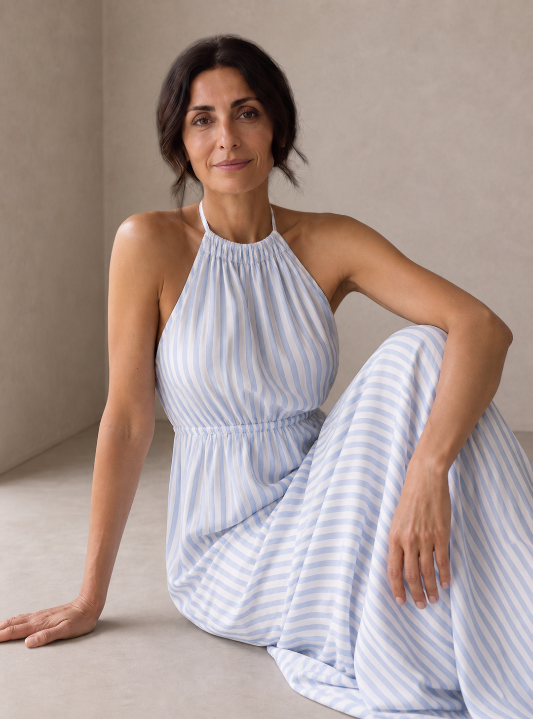 Laurina | Striped Maxi Dress with Cut-Out Neckline
