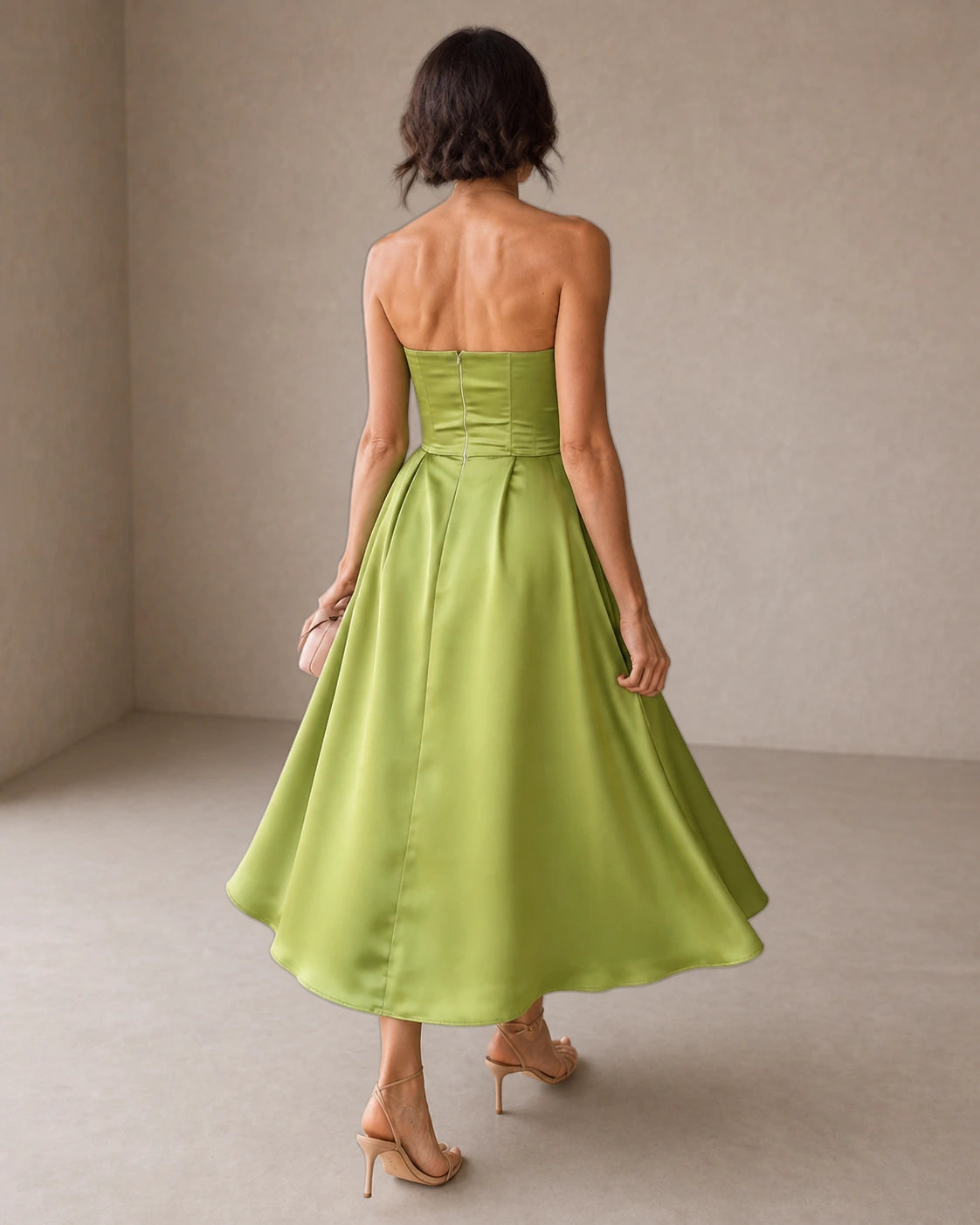Liora | Elegant Strapless Midi Dress