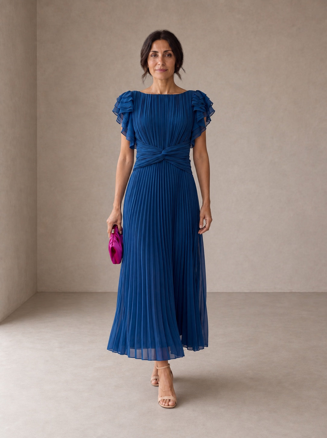 Seraphina | Elegant Pleated Maxi Dress with Knotted Waist