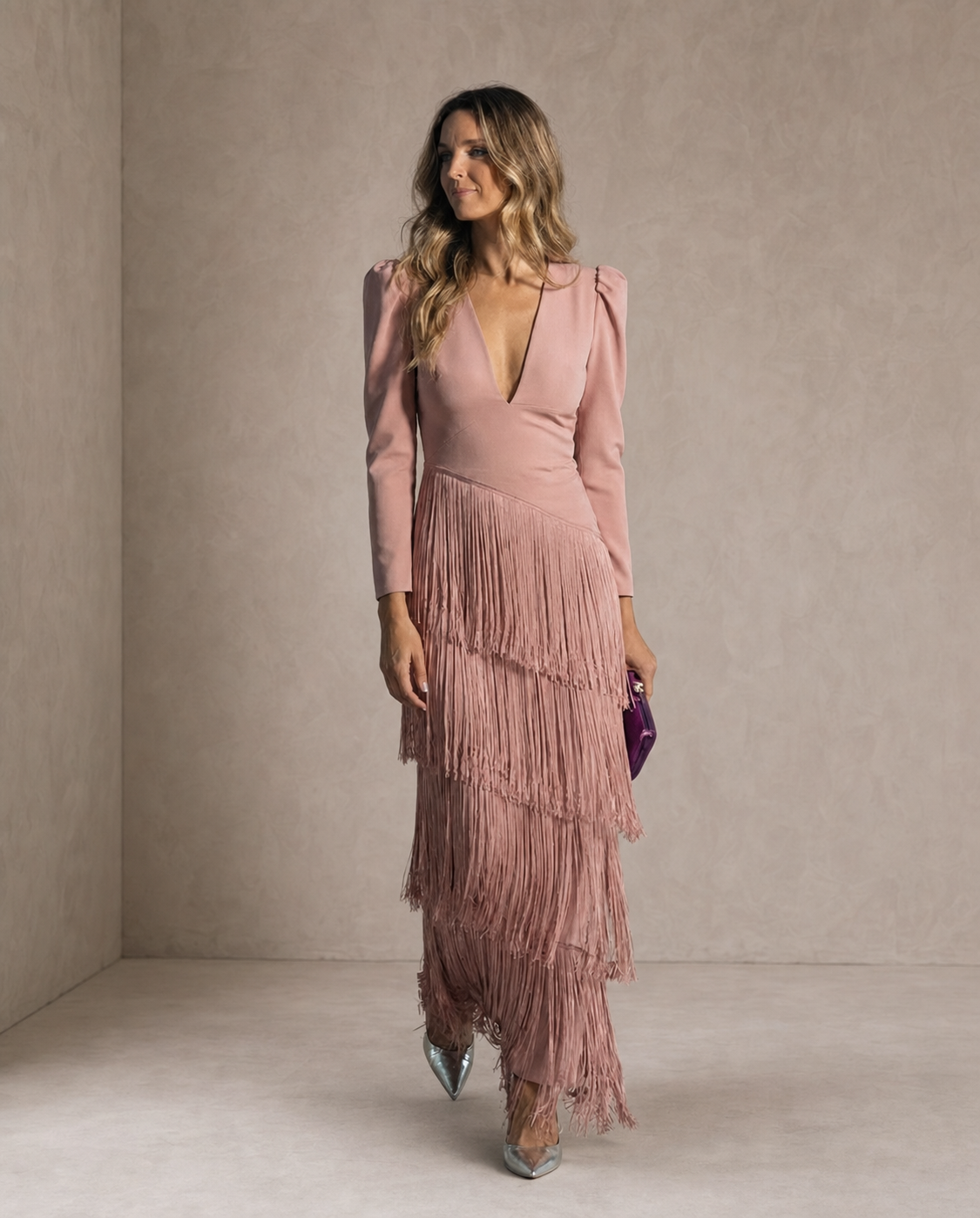 Chiara | Elegant Dress with Fringed Sleeves