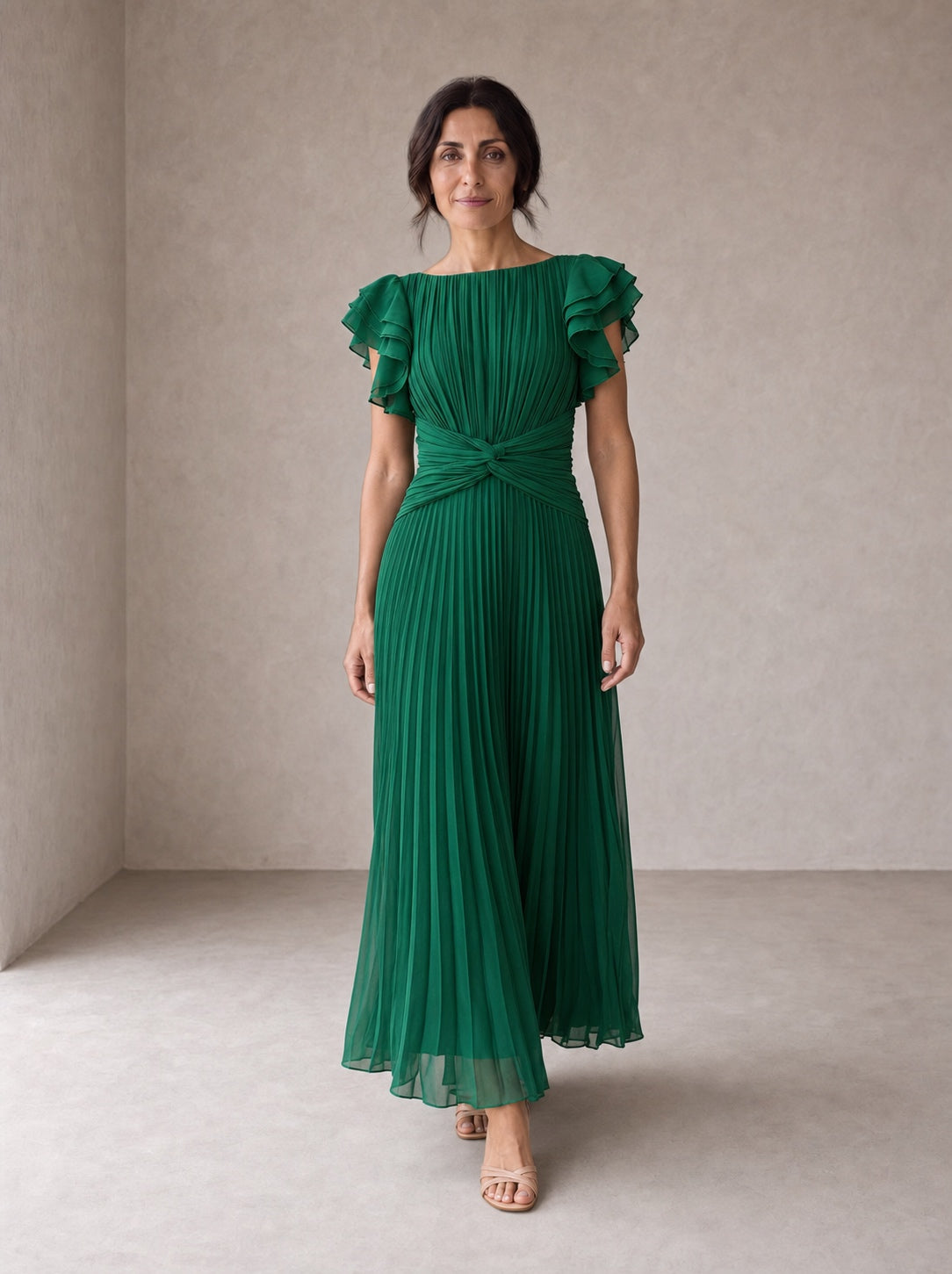 Seraphina | Elegant Pleated Maxi Dress with Knotted Waist