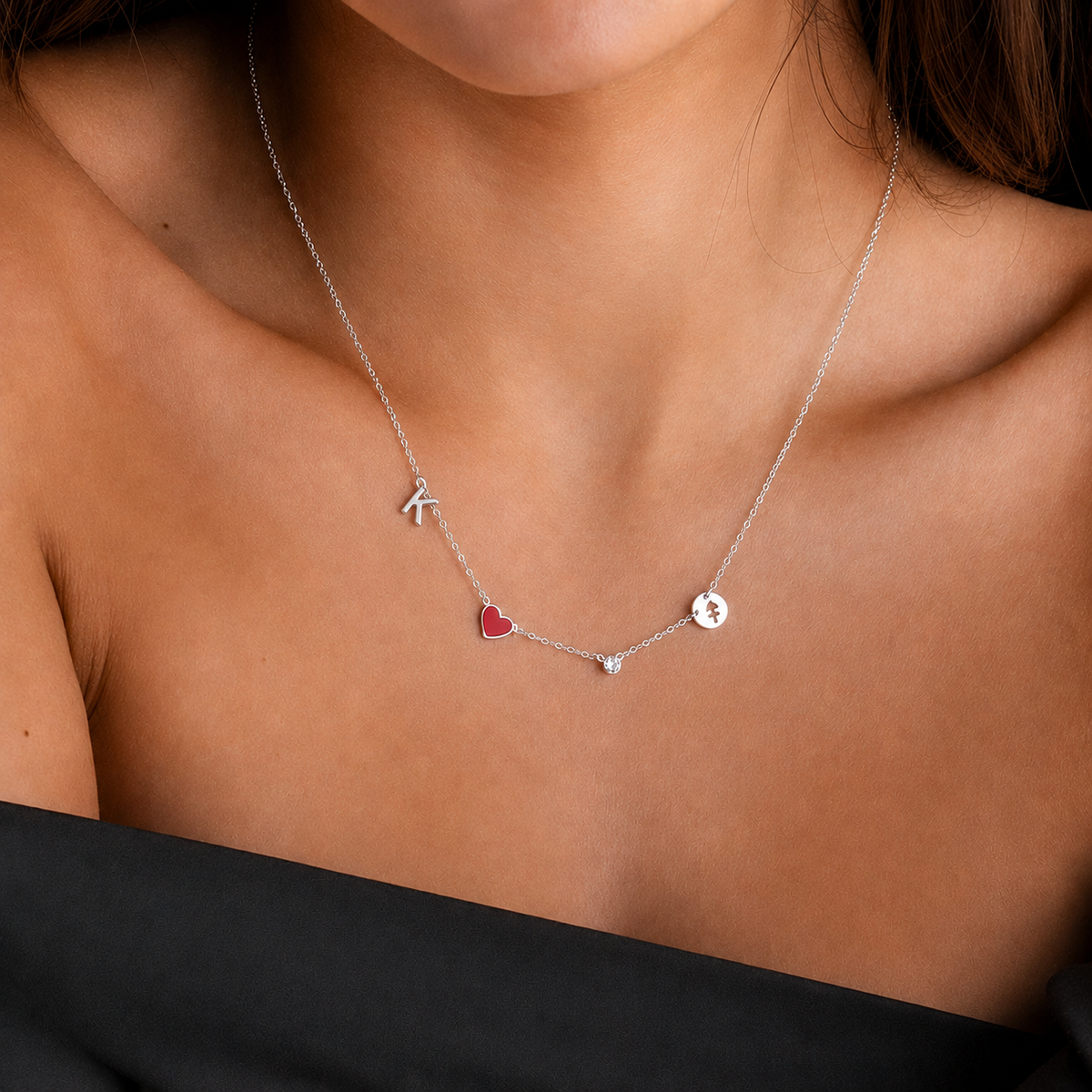 Alina | Heart Initial Necklace