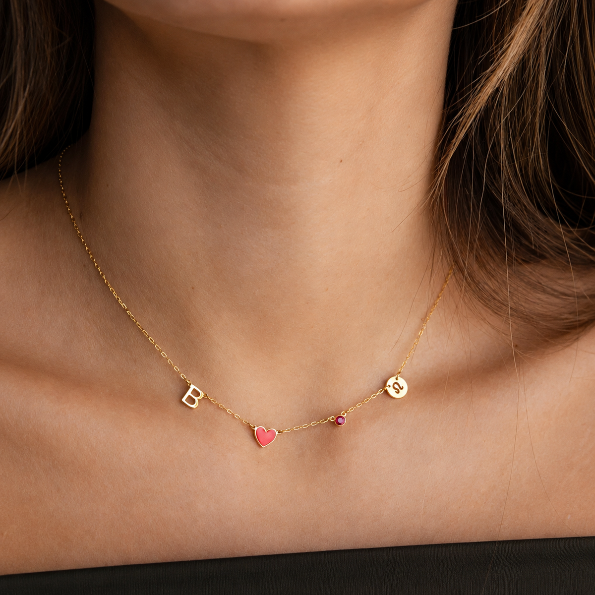 Alina | Heart Initial Necklace