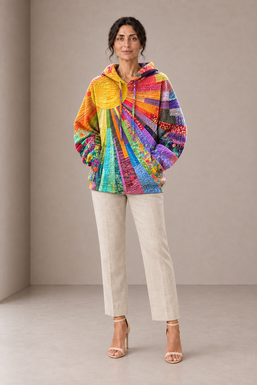 Aurora | Yellow Multicoloured Patchwork Hoodie